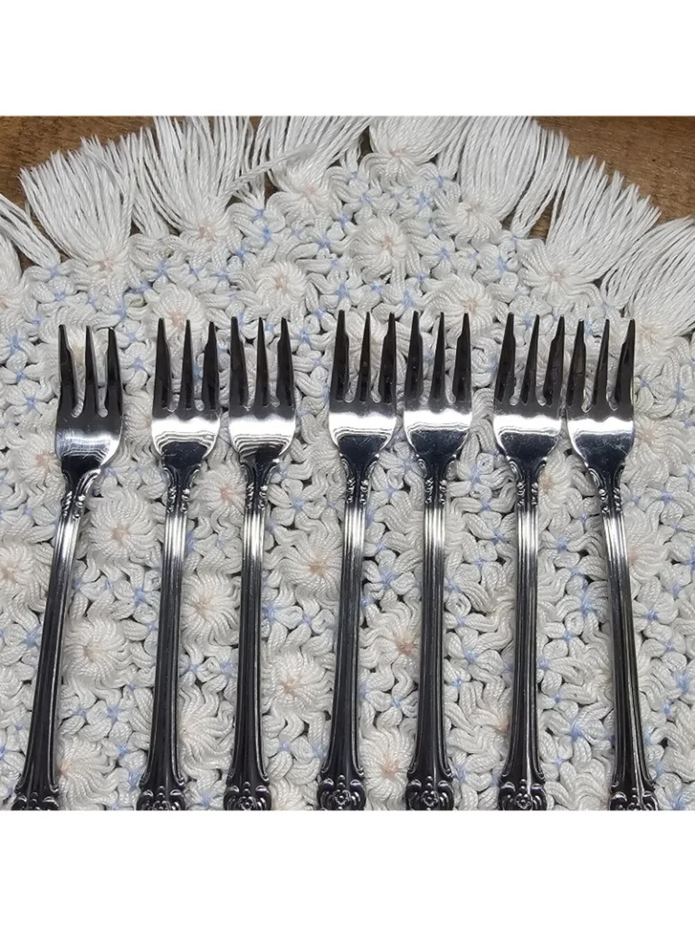 Lot of 7 Salem VICTORIA Cocktail Seafood Fork  Stainless Steel Flatware Set